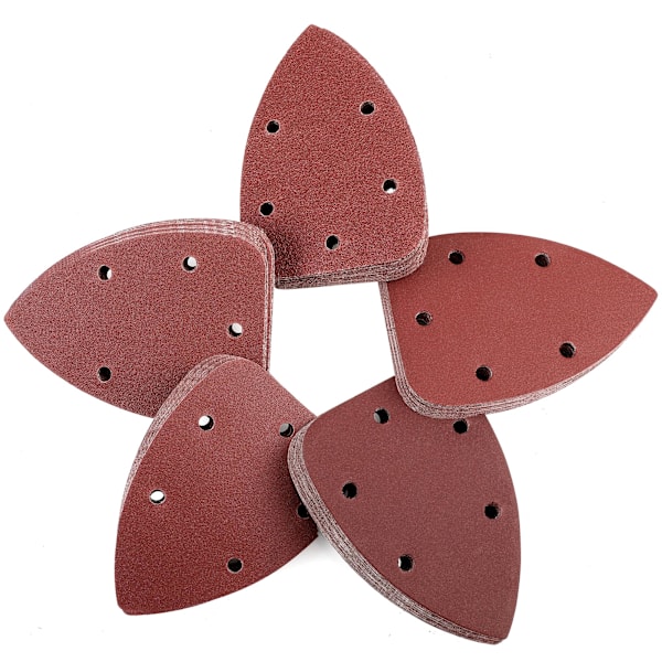 150PCS Mouse Sander Pads, 5 Hole Detail Sander Sandpaper Sanding Sheets, 40/80/120/180/240 Assorted Grits for Wood Furniture