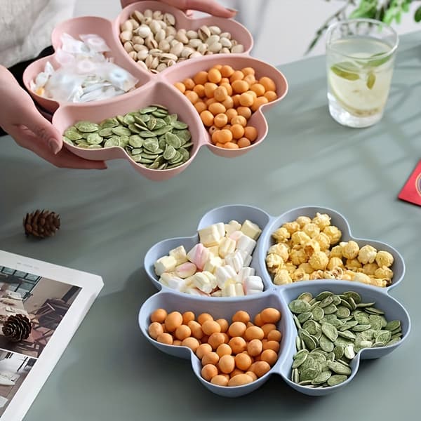 Hjerteformet snackbakke med 4 rum Genanvendelig plastik serveringsfad til fester bryllupper hjem grøn Green
