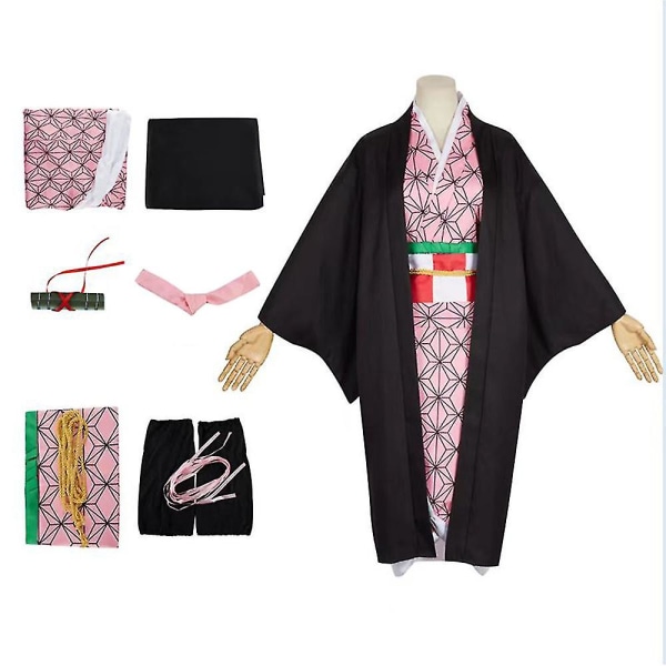Demon Slayer Kamado Nezuko Cosplay Kostym Kimono Outfits Halloween Party Kvinnor Anime Rollspel Fancy Dress Set H M Outfits
