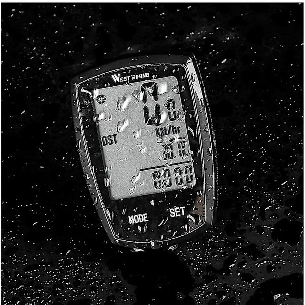 Trådløs cykel speedometer vandtæt trådløs cykelcomputer cykel speedometer med LCD-display og multifunktion sort