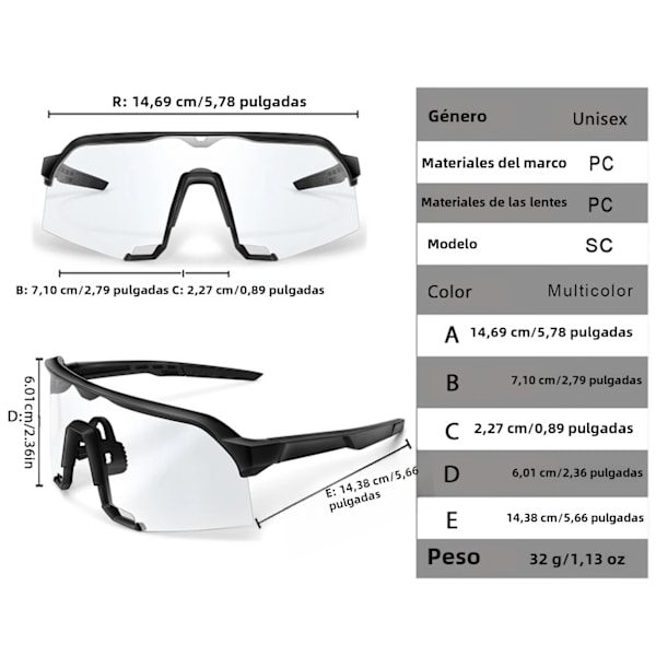 Fashionabla fotokromatiska solglasögon för män och kvinnor, cykling, bergsklättring och löparglasögon, vindtäta, polymerlinser, unisex