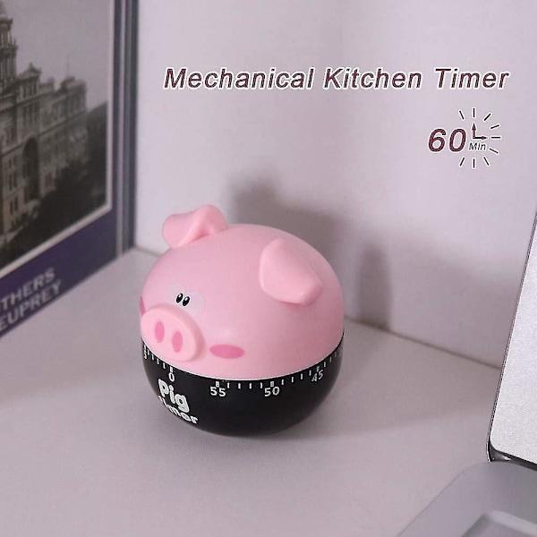 Köktimer Söt Cartoon Gris Mekanisk Tidräknare För Matlagning Tid Verktyg (rosa)