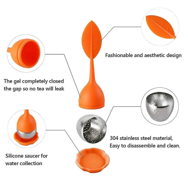 3 st lösa teinfuser, teinfuser med silikonskaft, rostfritt stål