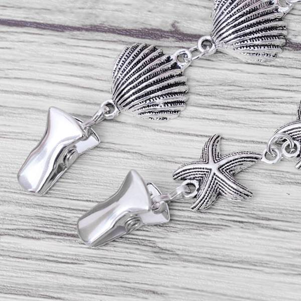 Generisk 2 stk. Cardigan Clips Jakke Clips Sweater Clips til kvinder Legering Sjal Clips Rhinestone Sweater Kæde Clips Broches Smykker