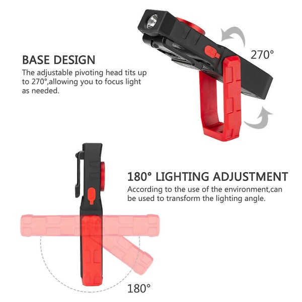 Lys COB LED arbeidslys magnetisk USB oppladbar håndlys nødlys