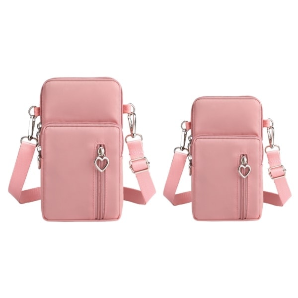 2-pack Telefonväska Handväska Plånbok Crossbody Väska Lättvikt Fickor Rosa