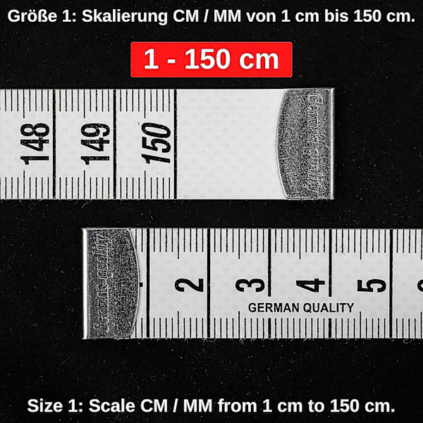 Mittanauha, 150 cm, 2-in-1-mittanauha cm- ja tuuma-asteikolla, vaatteiden, kehon rasvan ja lasikuitunauhan mittaamiseen