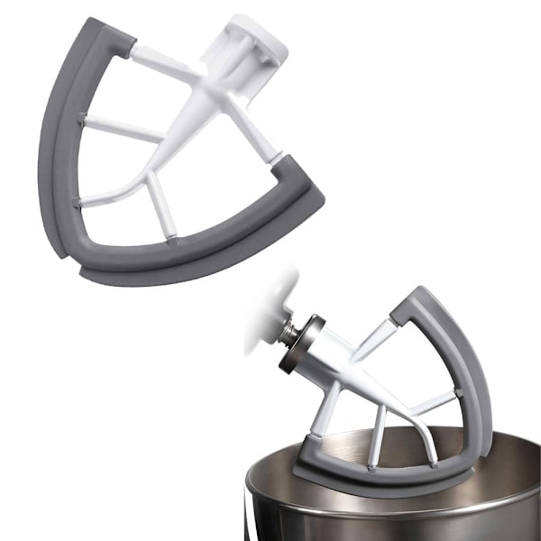 Flex Edge Beater för Tilt-Head Stand Mixer, Flat Beater Paddle med flexibla silikonkanter Skålskrapa, Vit
