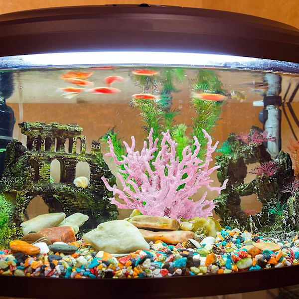 2-pack akvariekoralldekor rosa och blå simulering korallprydnader konstgjorda växter fisk tank hartsdekorationer för akvarium fisk tank landskap