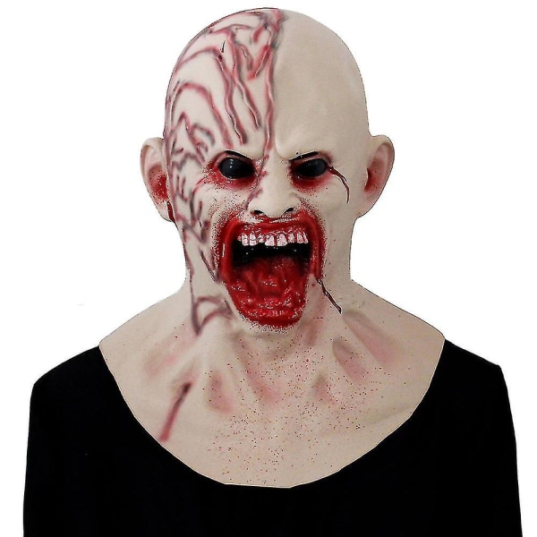 Halloween Jul Blodig Zombie Mask Cover Halloween Öppen Mun Vampyr Cosplay Skräckmask Fest Kostym rekvisita