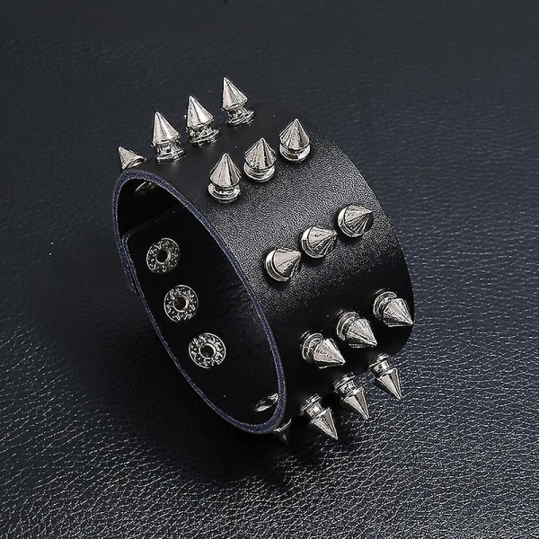 2 stk Punk Lær Armbånd, Retro Steam-punk PU Armbånd Metall Naglet Armbånd