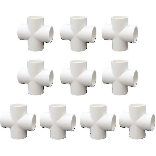 10 stycken PVC 4-vägskors för att bygga kraftiga växthusramar Möbelkopplingar 20mm
