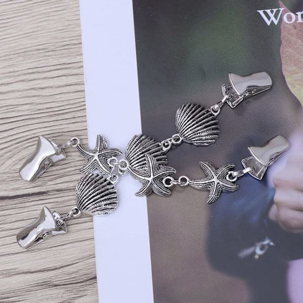 Generisk 2 stk. Cardigan Clips Jakke Clips Sweater Clips til kvinder Legering Sjal Clips Rhinestone Sweater Kæde Clips Broches Smykker