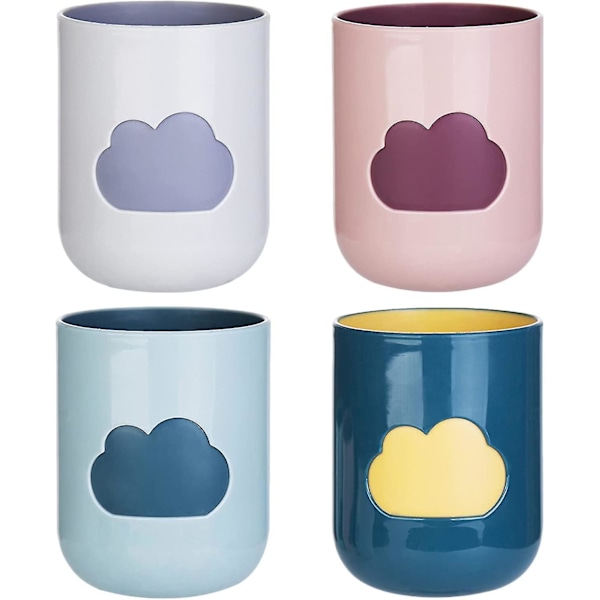 4 stk. munnskyllevannkopper gjenbrukbare plastkopper skydesign (4 farger)