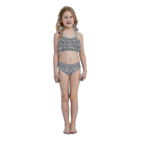 3st Mermaid Tails Barn Baddräkt Kostymer Med Monofins Bikini Simning L(125-135cm height) Style E