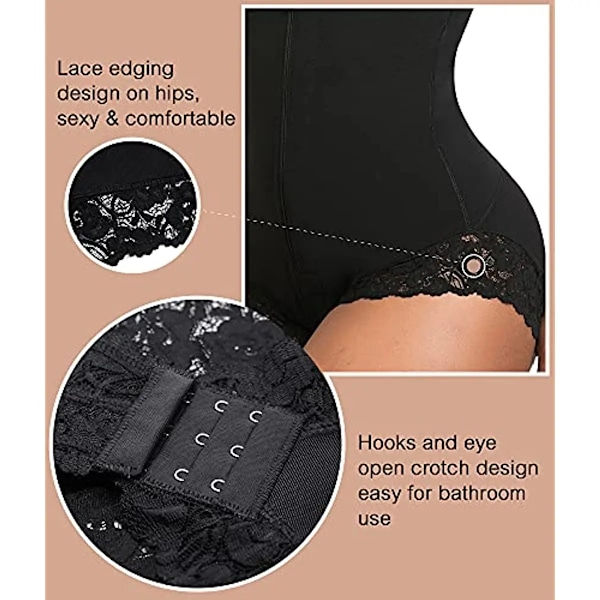 Fajas Colombianas Midjetränare Kvinnor Reducerande Gördlar Formande Rem Platt Mage Bantningsbälte Dragkedja Magtrimmer Svart Black XL