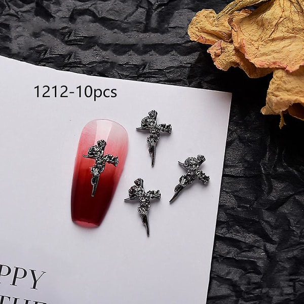 Retro Mörk Punk 3d Nail Art Charms Legering Tips Skull Rhineston Dekor Halloween H1212