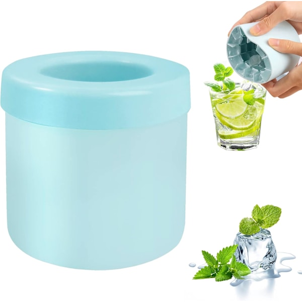 Silikonform til isbiter, ny 3D-isbitmaskine, dekompressionsisgitter, tryktype iskop med nem frigivelse (blå-grøn)