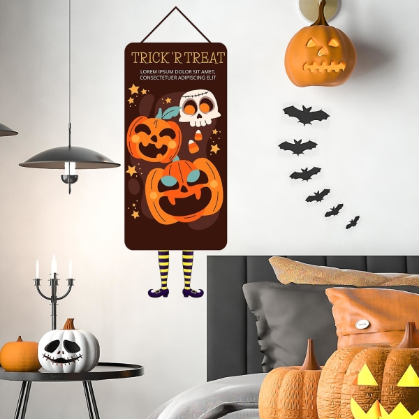 Dekorativ klistermärke Vattentät Skala och sticka Stark klibbighet Smidig självhäftande scenlayout Pvc Halloween Trick or Treat Lollipops Pumpadörr D B