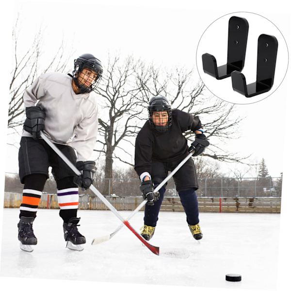 Hockey Stick Stativ, Væghængt, Metal og Akryl, Sort, Hockey Stick Stativ, Væghængt, Metal og Akryl, Sort 2 Sæt