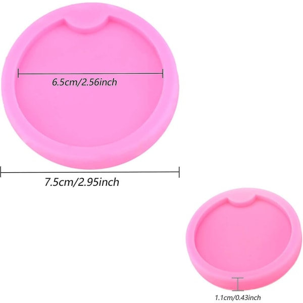 4 st silikonrunda silikonformar för hartsnyckelkedjedekoration gör-det-själv-hantverk (rosa)