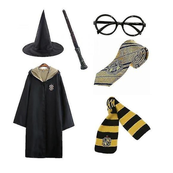 Harry Potter 6st Set Magic Wizard Fancy Dress Cape Cloak Costume-1 a yellow 145cm (9-10 years)