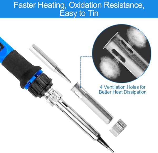 80W Precision Soldering Iron with Adjustable Temperature - Electronic Soldering Iron Kit with Stand, Solder Wire and Tips