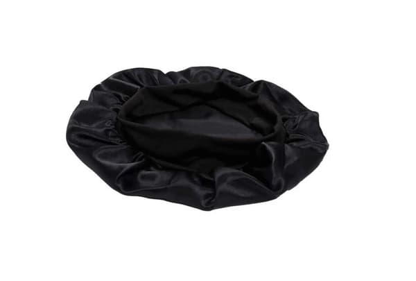 Satenghette - Elastisk silkebånd - Sovehette - Myk justerbar hårhette - Dame sovehodebånd - Sovehette Svart one size