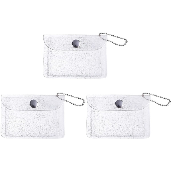 Coin Purse With Keychain Clear Coin Pouch Small Transparent Wallet Credit Card Holder 3pcs