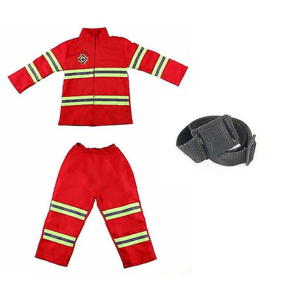 Brandman Cosplay kostym för barn Pojkar Flickor Karnevalsfest Sam Fireman Uniform Karneval Leksaker Outfits Arbetskläder 120cm height Set1