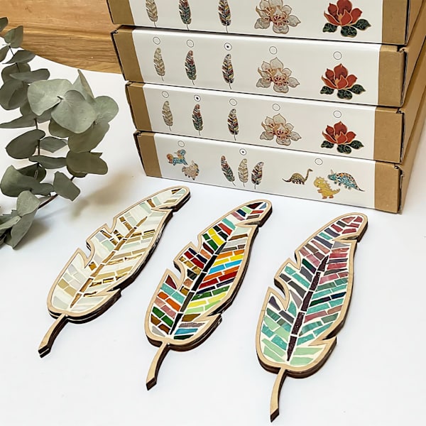 DIY Mosaik Kit, Kreativitet DIY Mosaik Familj Kit, Ljus Fjäder DIY Mosaik Kit för Vuxna, Jul Fjäder Heminredning Gåvor