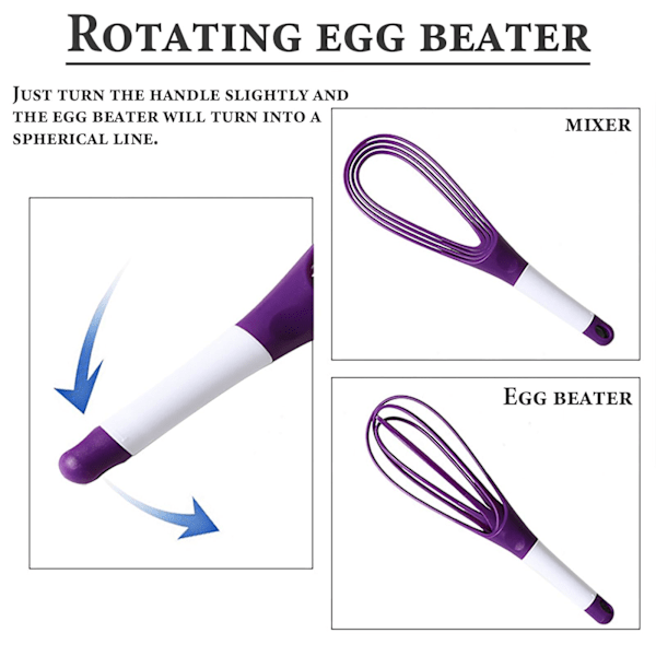 2-i-1 sammenklappelig piskeris, 12-tommer ballon og fladt piskeris silikone, premium silikone trådkøkkenpiskeris 4stk