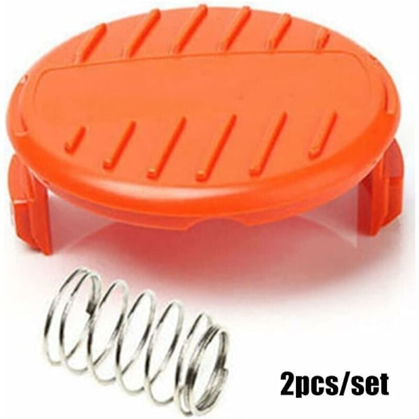 Bedst sælgende produkt!!! 2 stk. Spoledæksel + Fjeder Reservedele til BLACK+DECKER STC1815 GL4525 Græstrimmer 385022-03..