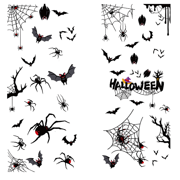 4 Ark Halloween Spindelvävsväggdekaler Papper Fönster Vägg Dekorativ Dekal Ornament För Dekoration Spindelvävsväggdekal