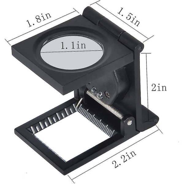 Kangasluuppi 10x LED-linssillä, taittuva suurennuslasi jalustalla lukemiseen, korujen korjaukseen, harrastuksiin, askarteluun, juottamiseen, ompeluun
