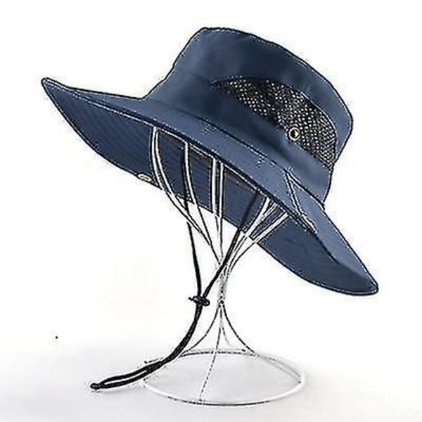 Solhatter og utendørs brem anti-uv strandluer/kvinners bøttehatt sommertur Blå