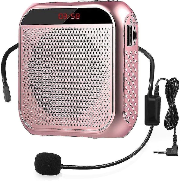 Portable Voice Amplifier With Wired Microphone Headset Rechargeable Speaker Loudspeaker  (rose Gold)