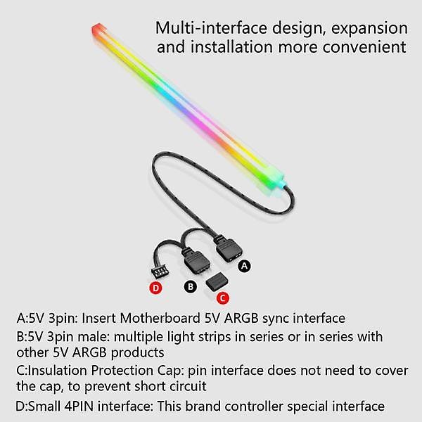 ARGB LED-stripe ARGB PC-kabinett LED-lysstang 5V 3PINx2+4PIN Kabinett Firkant