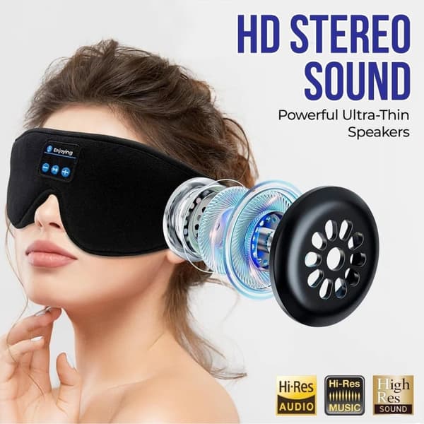 Trådlös 3D Sömnmask med Bluetooth Hörlurar & Musik, Sovhörlurar för Bättre Sömn