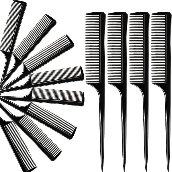 12 kpl Hännänkampa Hiusten Muotoilukampa Muovi Antistaattinen Lämpökestävä Hännänkampa Kaikille Hiustyypeille Hienhammas Hännänkampa Miehille Ja Naisille (musta)