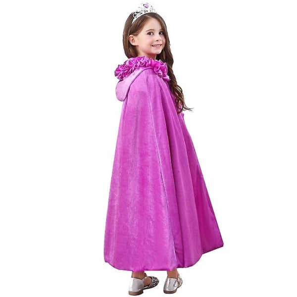 Princess Soft Velvet Hooded Long Cape Cloak Kostym L purple