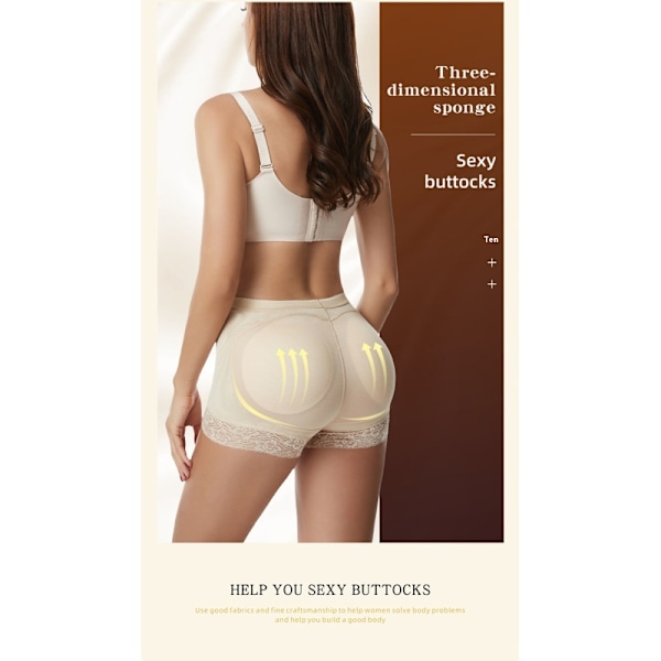 3 kpl Apricot-väriset S-pituiset naiset lantio Butt Lifter Butt Pads Enhancer alushousut Butt Lifting Shapewear Shorts