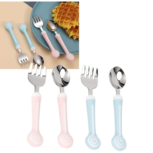 Stainless Steel Baby Spoon Fork Set Travel Case Baby Cutlery Set