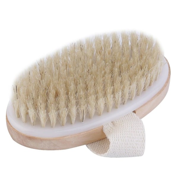 Natural Bristle Dry Skin Body Brush Exfoliate Stimulate Blood Circulation Spa Shower Scrubber