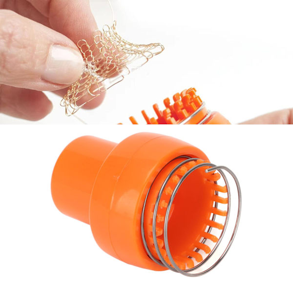 Mini vävstol maskin, tråd virka vävstol orange ergonomisk design automatisk frigöring säker hållbar tråd virka stickare för hatt halsduk strumpor