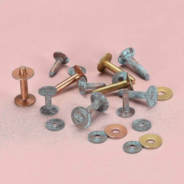 10 set koppar nitar och grader, 12x4x21mm massivt läder koppar nitfäste för läder DIY hantverksmaterial, koppar ton