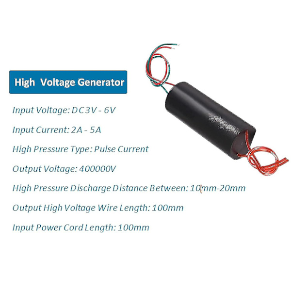 2 st högspänningsgenerator DC 3v-6v till 400kv Boost Step-up Power Module Högspänningsgenerator Högspänningstransformator