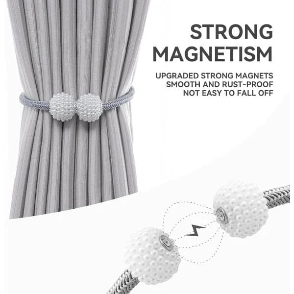 6-pak magnetiske gardinholdere, vævede polyesterreb til hjemme- og kontorgardiner, grå, 50 cm