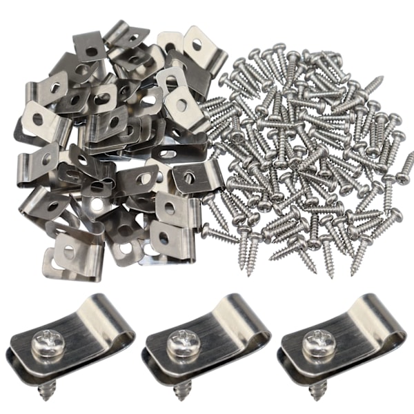 Wire Fence Clips 100 Pcs Fence Wire Clamps Stainless Steel Fencing Mounting Clips with 100 Pcs Stainless Steel for 12-16 Gauge