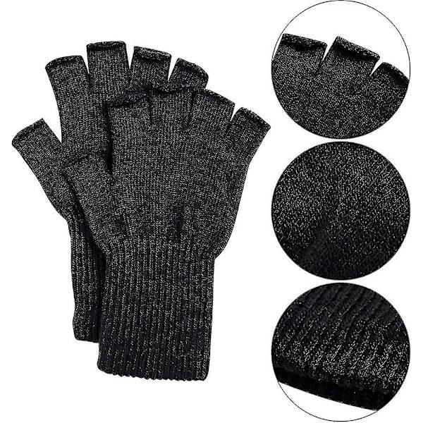 2 par unisex halvfinger handsker vinter strækbar strik fingerløse skrivehandsker Lmell gave